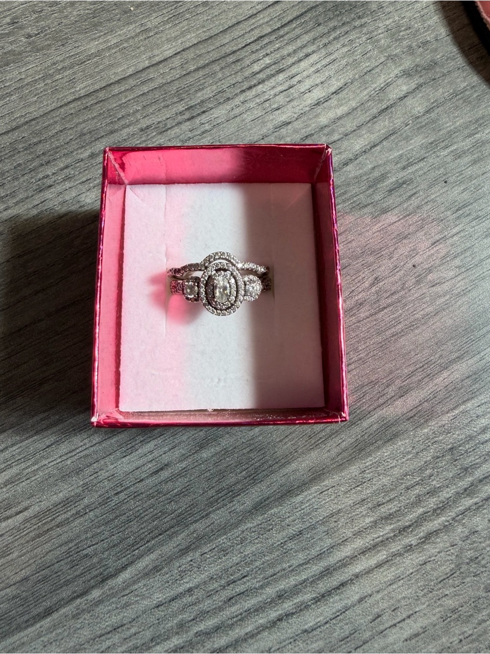 Silver-Tone Oval Halo Cubic Zirconia Women's Ring - Silver Size 8